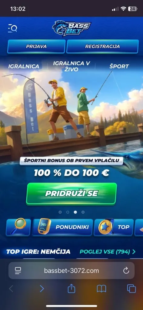 Bassbet Casino — mobilni prikaz 2