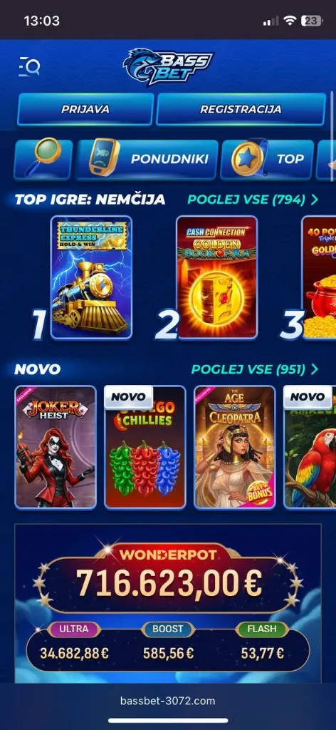Bassbet Casino — mobilni prikaz 3