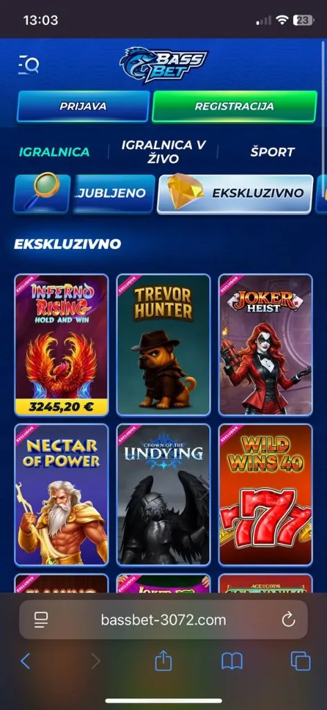 Bassbet Casino — mobilni prikaz 4