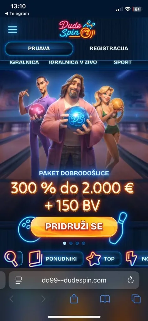 Dudespin Casino — mobilni prikaz 1