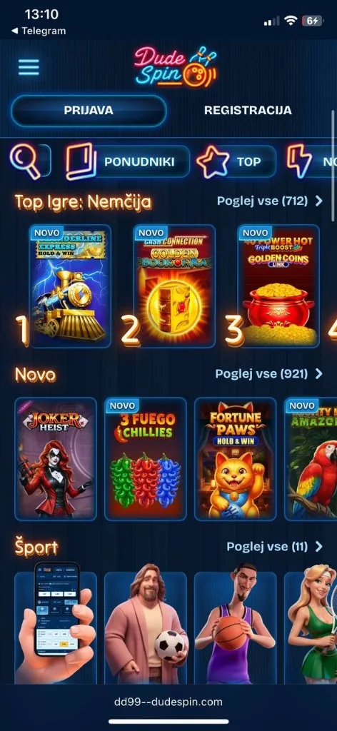 Dudespin Casino — mobilni prikaz 2