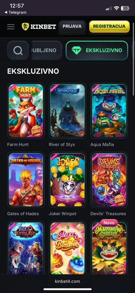 Kinbet Casino — mobilni prikaz 3