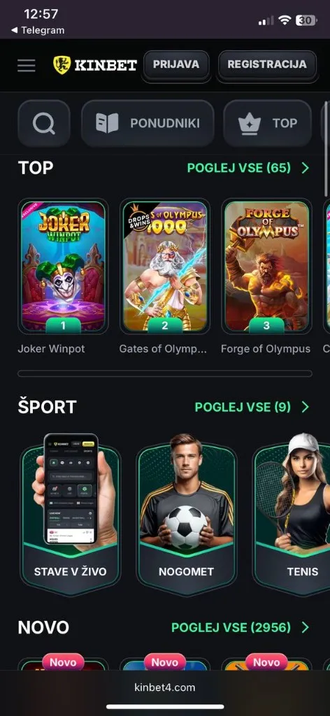 Kinbet Casino — mobilni prikaz 4