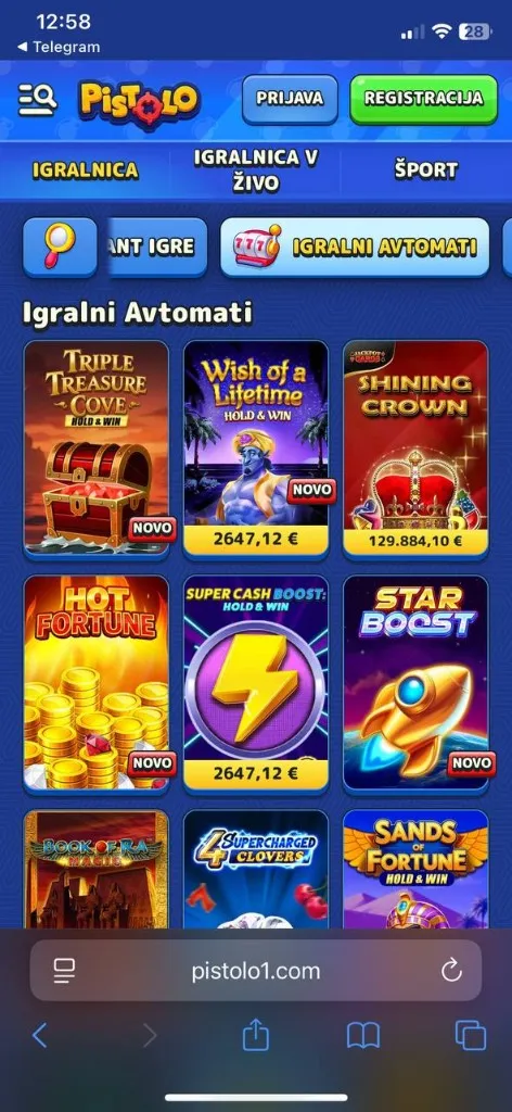 Pistolo Casino — mobilni prikaz 2